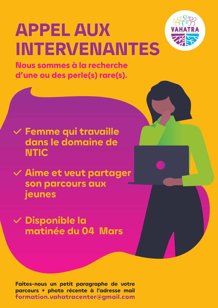 Appel aux intervenantes_Vahatra center